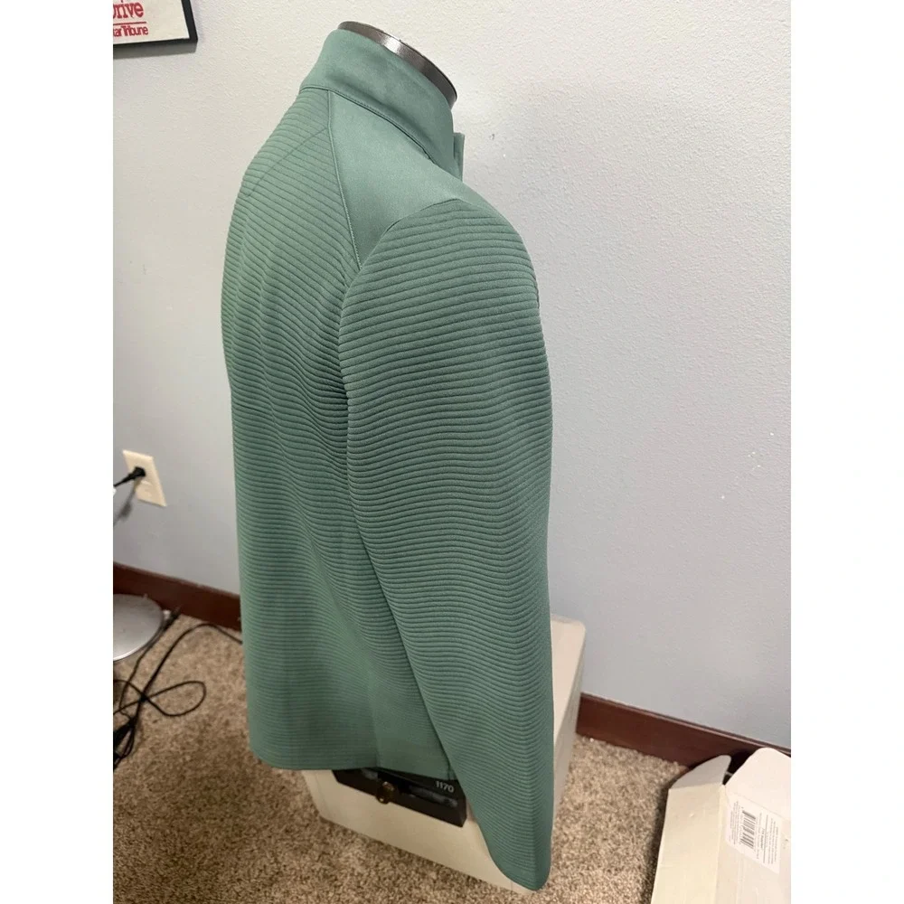 Callaway Mens Opti-Dri Quarter Zip Pullover Sage Green Ribbed Golf Sweater Large
